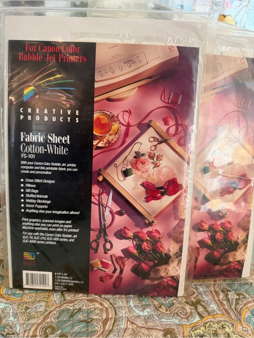 2 Packs Fabric Sheet FS-101 For Canon Color Bubble Jet Printers-9 1/2